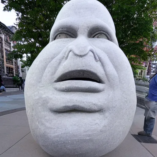 Prompt: churning by erin hanson, by paul gustave fischer body art. a street art of a large granite boulder carved to resemble a human face. the nose is slightly upturned, & the eyes & mouth are closed.
