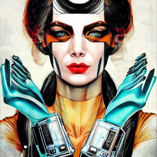 Image similar to beautiful portrait of a female android, by Sandra Chevrier and DC comics