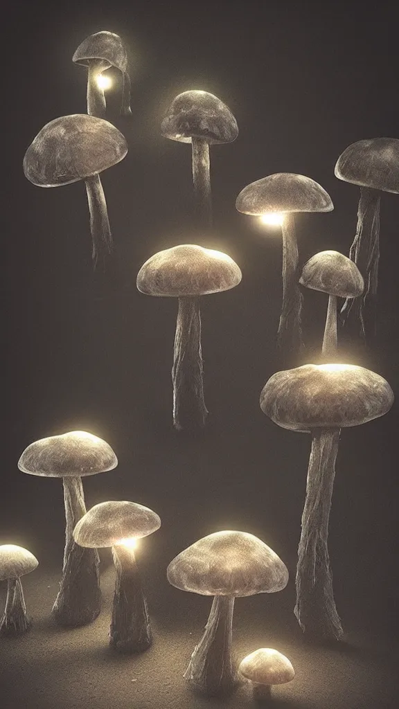 Image similar to “bioluminescent crystal mushrooms, Artstation HQ, photorealistic, hiperrealistic, sharp focus, 4k UHD, Unreal Engine 5, cinematic shot, cinematic lightning, dark tones, high contrast, intricate, mysctical, masterpiece”