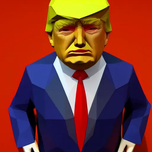 Prompt: 3 d low poly render of donald trump, detailed, award winning
