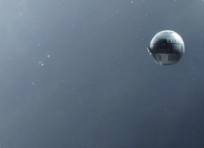 Image similar to film still of the death star hovering above earth in the new star wars movie, 4 k