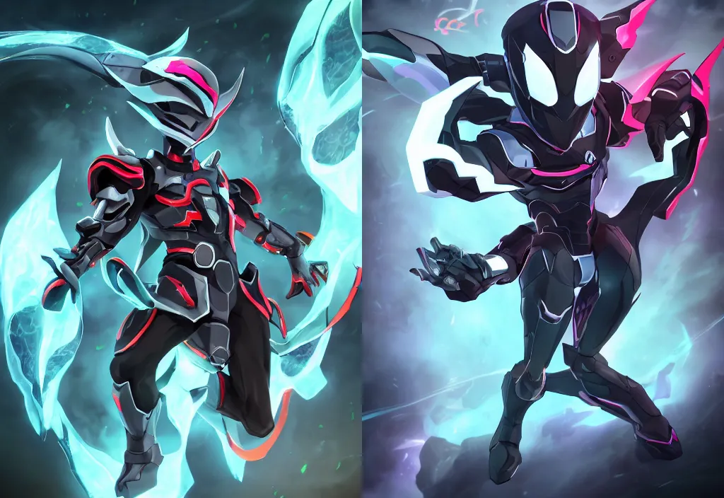 Prompt: full body character portrait of ghost kamen rider doing a henshin pose, league of legends splash art, kamen rider, kamen rider ghost, digital painting, digital illustration, 8 k, octane render, rubber suit, tokusatsu, in the style of studio trigger, animation, anime illustration, studio trigger, studio bones, production i. g.