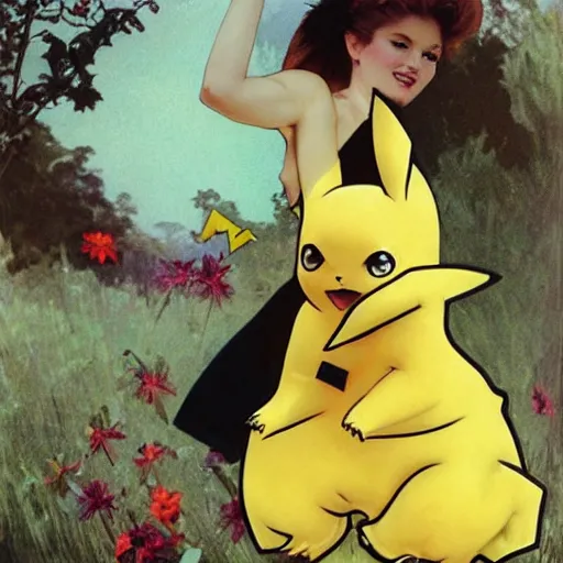 Prompt: elegant woman dressed up as pikachu, art photo by Annie Liebovitz and Alphonse Mucha