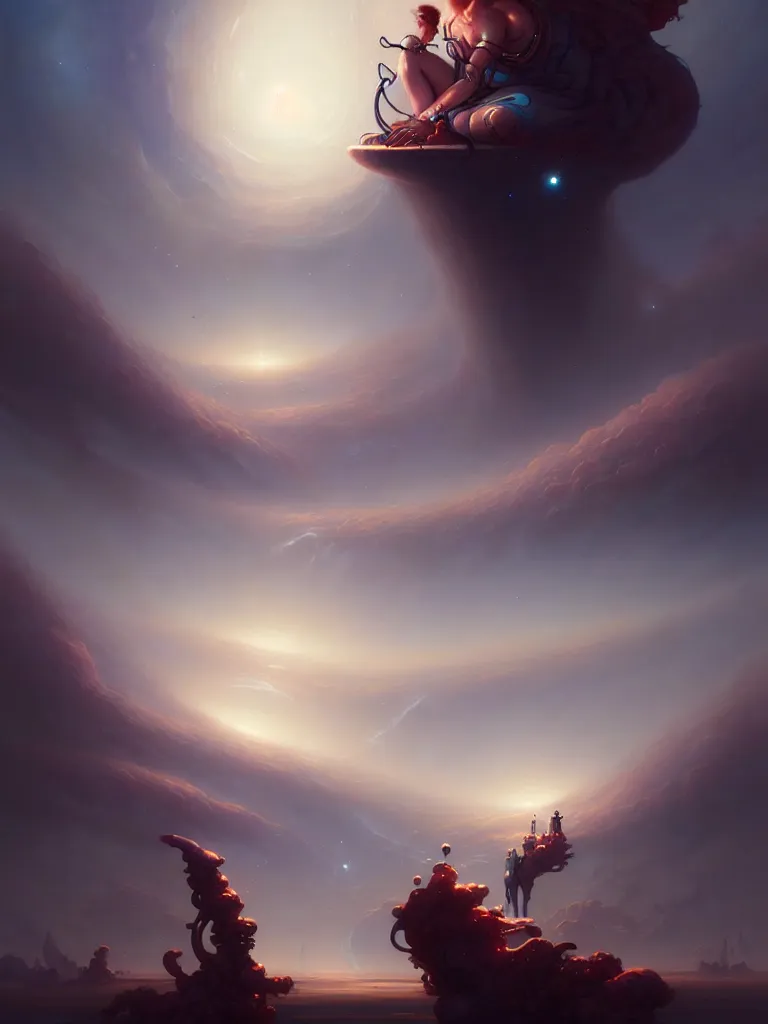 Image similar to call the prime land from the yeast, cgsociety charlie bowater steve argyle, tom bagshaw, insanely detailed, artstation, space art surrealist painting, by peter mohrbacher anato finnstark