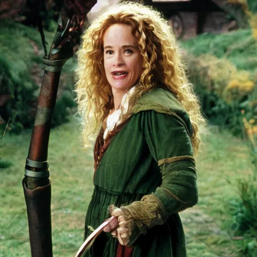 Prompt: elizabeth shue as a hobbit