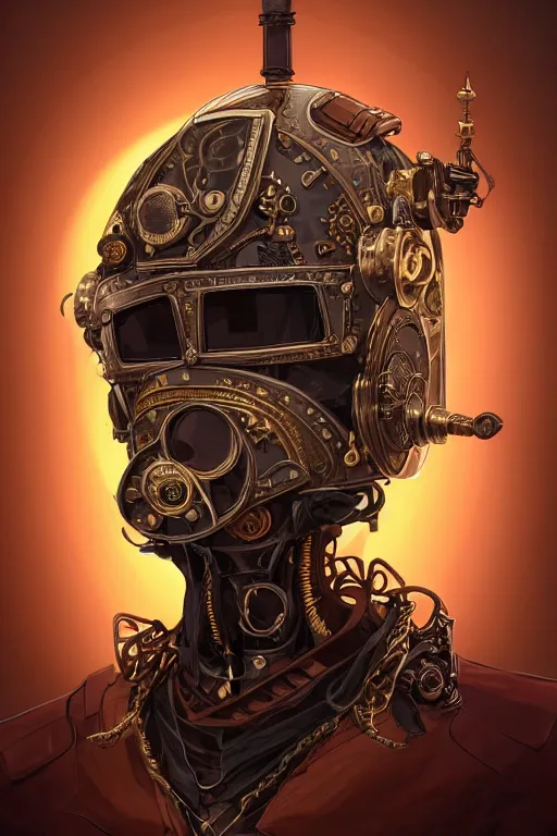 Image similar to steampunk helmet fantasy art mask robot ninja stylized digital illustration sharp focus, elegant intricate digital painting artstation concept art global illumination ray tracing advanced technology chaykin howard and campionpascale and cooke darwyn and davis jack