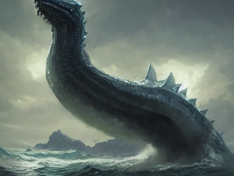 Prompt: epic leviathan sea monster, concept art by Greg Rutkowski, artstation, cgsociety