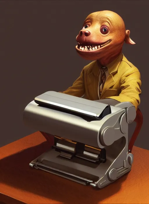 Image similar to anthropomorphic stapler in a desk, naturel, hyper detailed, digital art, trending in artstation, cinematic lighting, studio quality, smooth render, unreal engine 5 rendered, octane rendered, art style by klimt and nixeu and ian sprigger and wlop and krenz cushart.