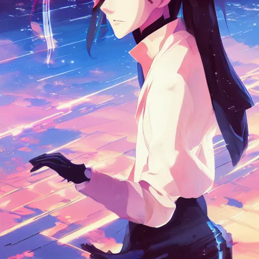 Prompt: an anime manga panel futuristic emma watson, vector behance hd jesper ejsing, rhads, makoto shinkai, lois van baarle, ilya kuvshinov, rossdraws, hd, 3 2 k, ilya kuvshinov, gustav klimt