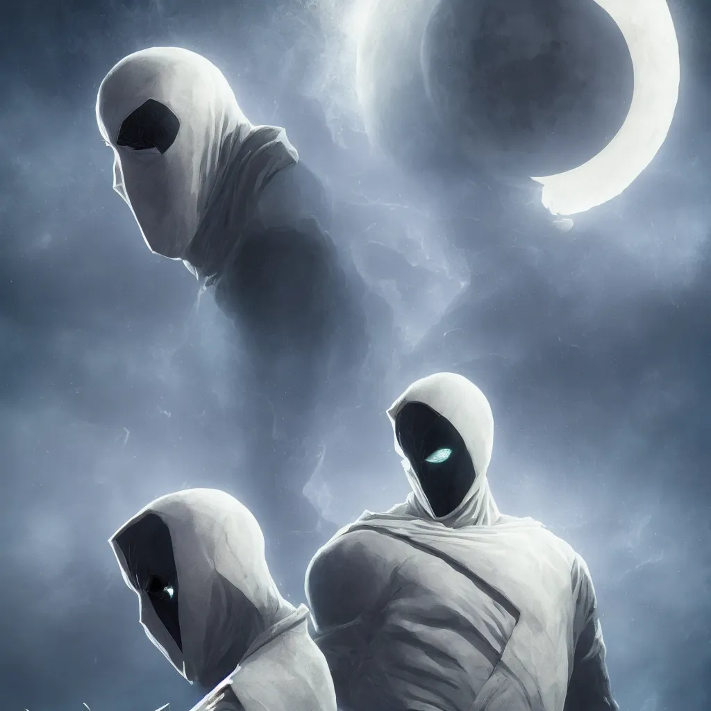 Image similar to symmetry of moon knight mixed with sandman from neil gaiman, rpg reference, art by greg rutkowski, artgerm, trending on artstation, octane render, insanely detailed, 8 k, hd