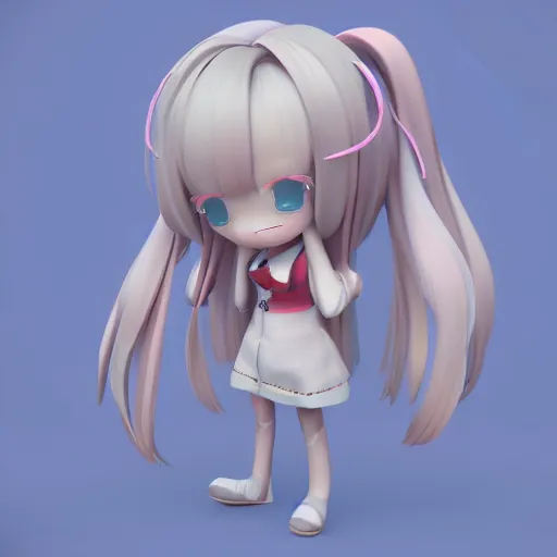 Image similar to cute fumo plush of a girl with a big heart, very long and unkempt hair, stylized pbr, subsurface scattering, blob anime, bokeh, vray