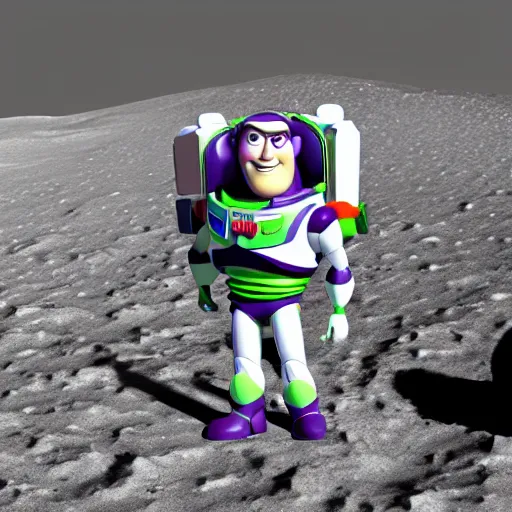 Prompt: buzz lightyear on the moon