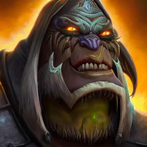 Image similar to world of warcraft orc portrait 4k