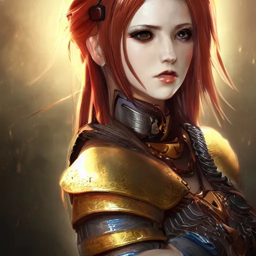 Prompt: a beautifull female warrior, character art portrait, fantasy style clothing, anime key visual, official media, illustrated by wlop, extremely detailed, 8 k, trending on artstation, cinematic lighting, beautiful