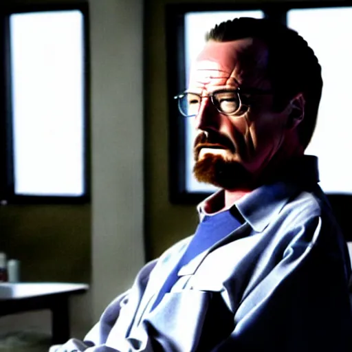 Image similar to Matthew Perry as Walter White on the set of Breaking Bad, 90mm