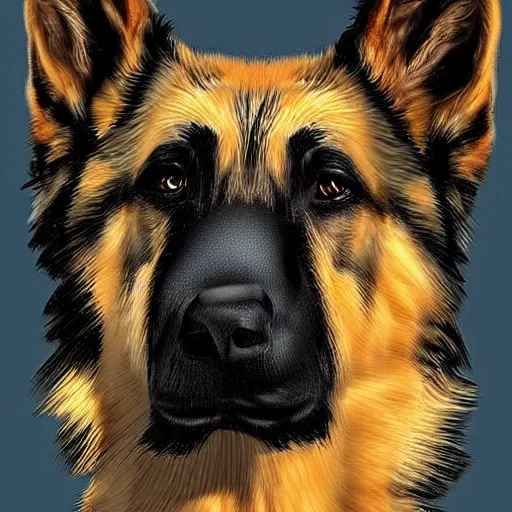 Image similar to German Shepherd Police Officer, digital art, artstation, very detailed, award winning, Colorful,