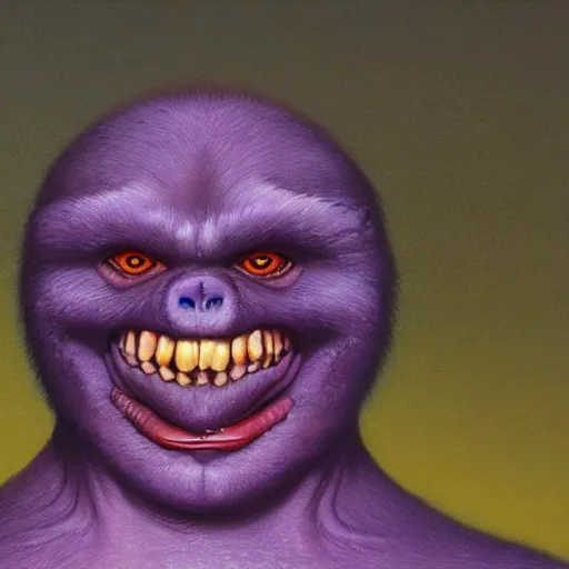 Image similar to portrait of bonzi buddy by wayne barlowe, intricate, highly detailed, sharp focus, trending on artstation