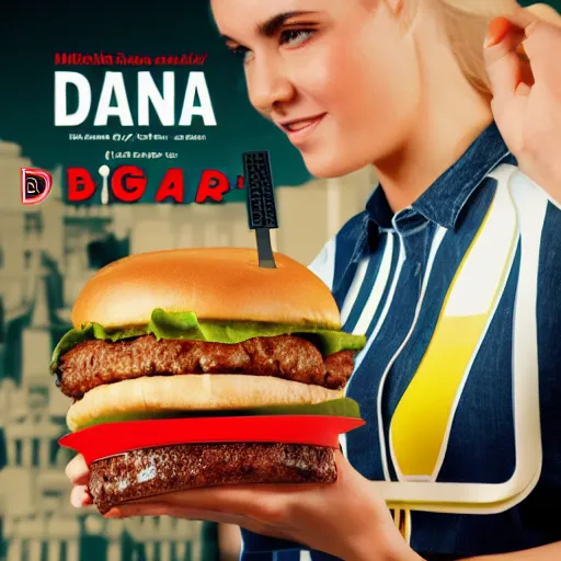 Prompt: mcdonald's dna burger promotional poster