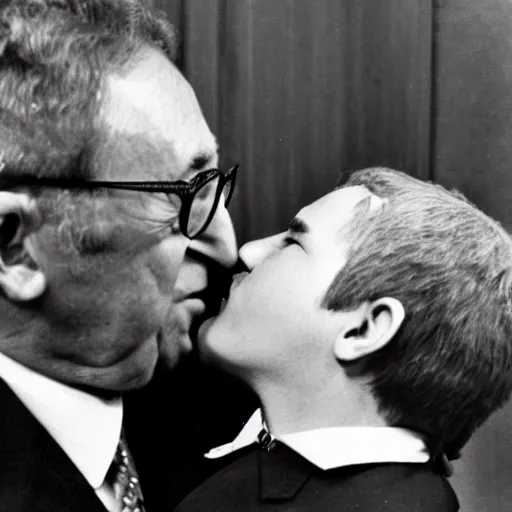 Prompt: henry kissinger kissing henry vacuum cleaner