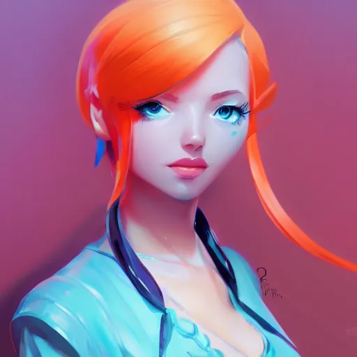 Image similar to Jinx lol, character art, illustration, elegant, 2d, ultra highly detailed, digital painting, smooth, sharp focus, artstation, pixiv, art by Ilya Kuvshinov