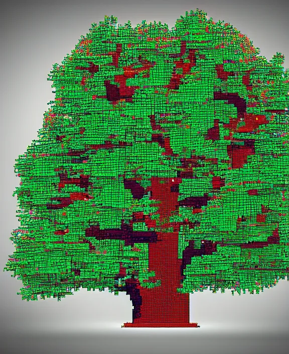 Prompt: video game tree pixelated full tree