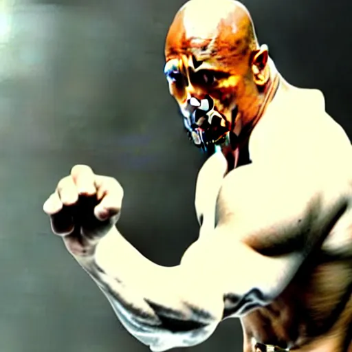 Image similar to film still of dwayne johnson as ip man, pose wing chun style