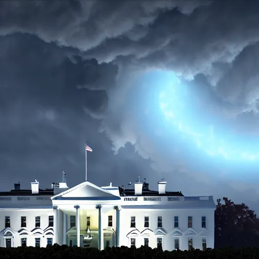 Image similar to uhd photorealistic hurricane made of cash in front of the white house, 8 k, cinematic lighting, in the style of ayami kojima and greg rutkowski with vivid colors and crisp details