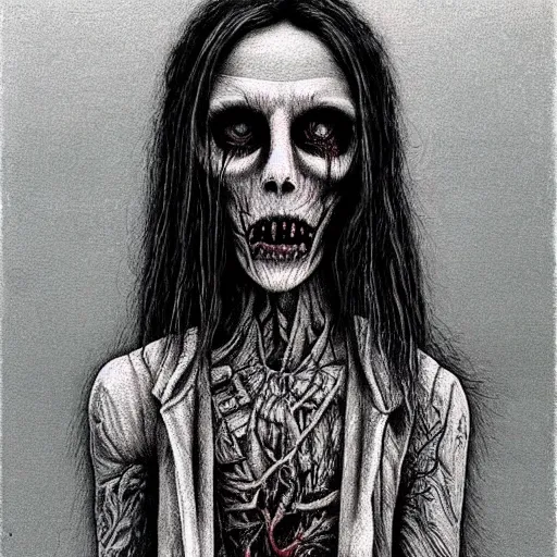 Prompt: grunge drawing of lil peep by - Zdzisław Beksiński , corpse bride style, horror themed, detailed, elegant, intricate