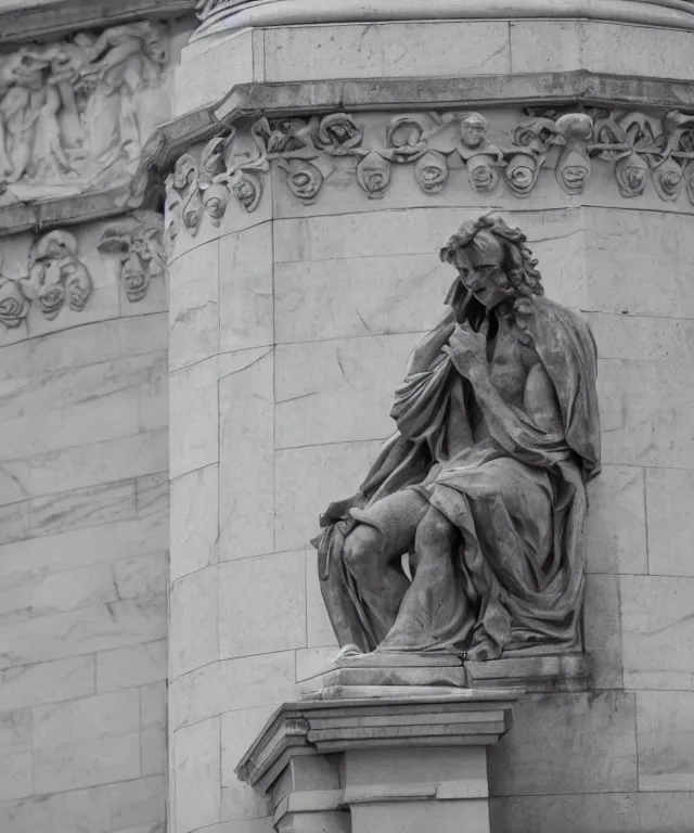 Image similar to marble statue of sean lock in trafalgar square, photo, 5 0 mm f / 2. 8