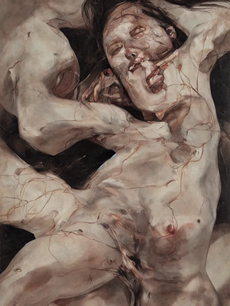 Prompt: Jenny Saville female at night moonlight skin