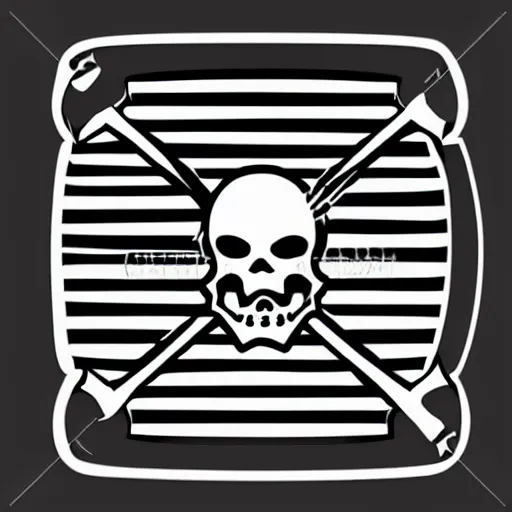 Prompt: black and white line art pirate logo clean simple