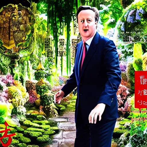 Prompt: A still of Prime Minister David Cameron in the movie Garden of Words, Koto no ha no niwa, Matoko Shinkai, beautiful, anime, colorful, intricate detail