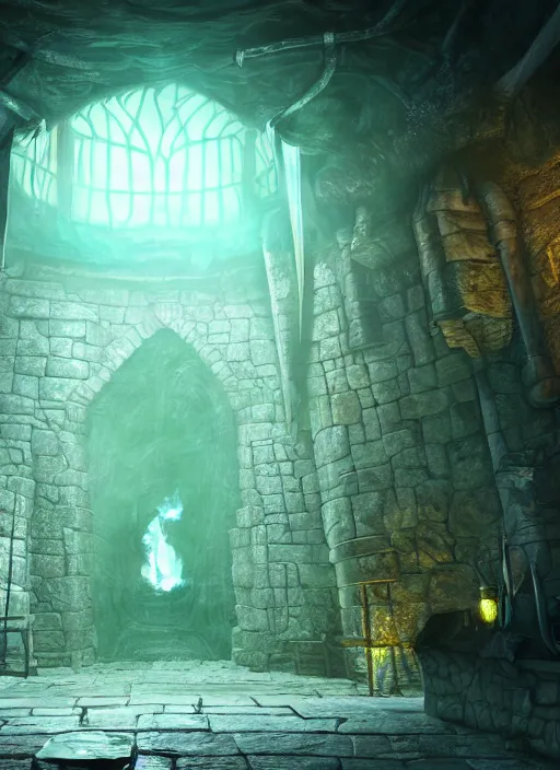 Image similar to dungeon jail bars, ultra detailed fantasy, elden ring, realistic, dnd, rpg, lotr game design fanart by concept art, behance hd, artstation, deviantart, global illumination radiating a glowing aura global illumination ray tracing hdr render in unreal engine 5