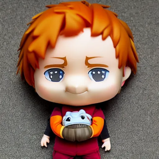 Prompt: ed sheeran as nendoroid with amonkey as nendoroid, kodak film