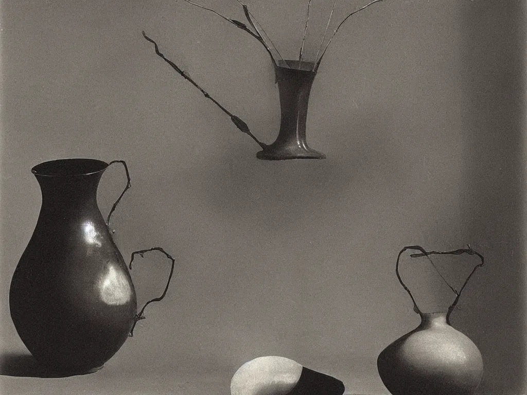 Image similar to gothic vase, pot, jug in the shape of black widow spider. karl blossfeldt, salvador dali