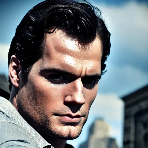 Image similar to henry cavill as superman, detailed face, professional photography, cinematic, 8k,