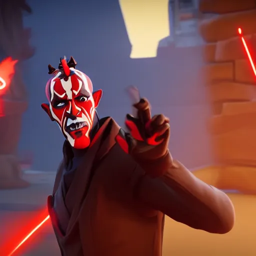 Image similar to Film still of Darth Maul, from Fortnite (2017 online video game)