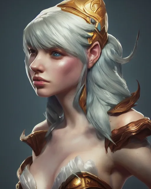 Image similar to league of legends portrait, au naturel, hyper detailed, digital art, trending in artstation, cinematic lighting, studio quality, smooth render, unreal engine 5 rendered, octane rendered, art style by klimt and nixeu and ian sprigger and wlop and krenz cushart.