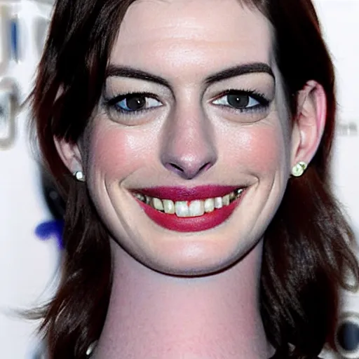 Prompt: anne hathaway with blue hair