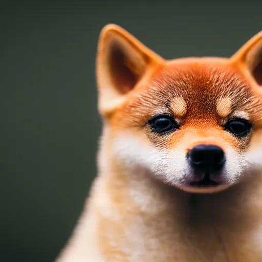 Prompt: close up photo of a small origami shiba inu, cinematic, shallow dof, 3 5 mm, 4 k, macro