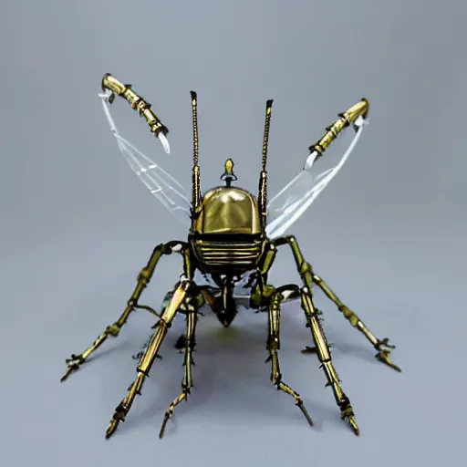 Prompt: robot insect made out of metal