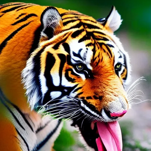 Image similar to a tiger licking your hand, 4k, high detail, high-resolution photograph, professional photography