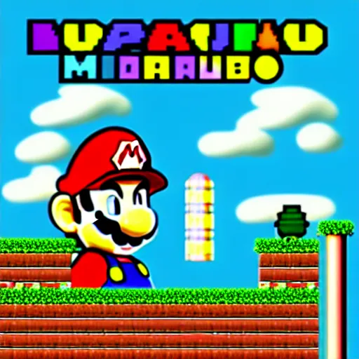 Image similar to bootleg super mario on a vaporwave album cover