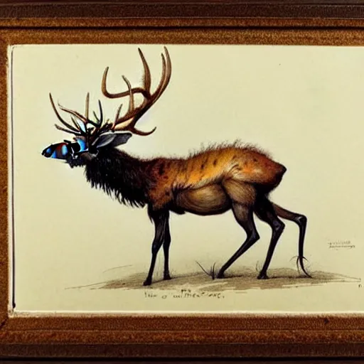 Prompt: ((((( a centipede that looks like an elk . muted colors.))))) by Jean-Baptiste Monge !!!!!!!!!!!!!!!!!!!!!!!!!!!