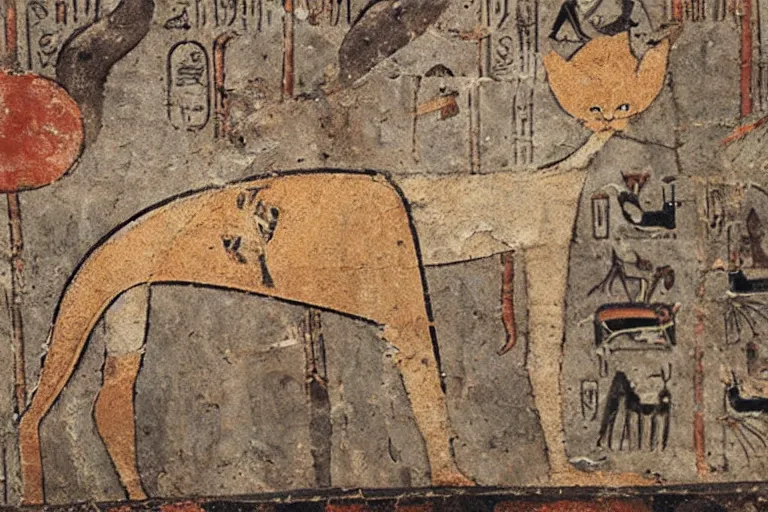 Image similar to cat, detail from an Ancient Egyptian mural