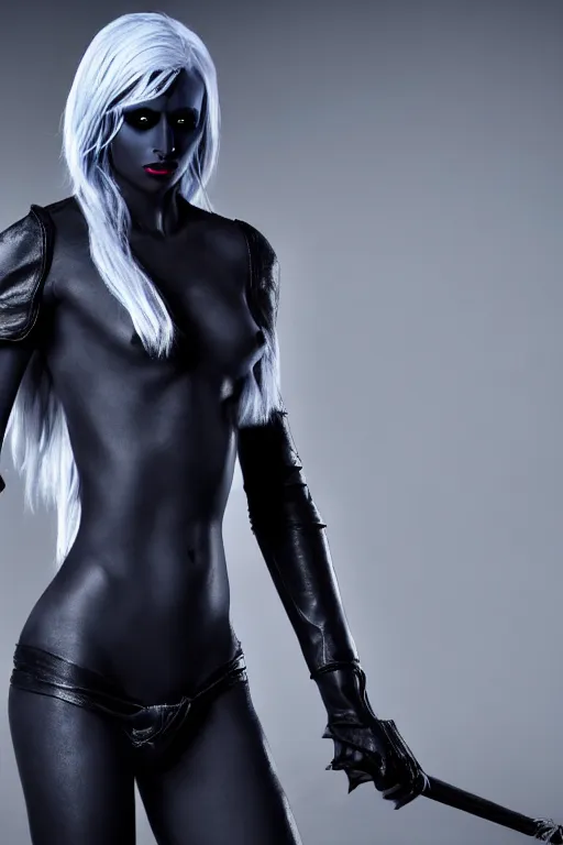 Prompt: very angry female drow ranger envoked by calvin klein for modeling in calvin klein clothes, luxury materials, symmetrical, cinematic, elegant, professional studio light, real dlsr photography, sharp focus, 4 k, ultra hd, sense of awe, high fashion