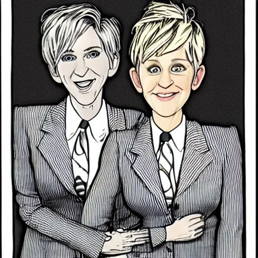 Image similar to ellen degeneres and anne heche drawn by robert crumb