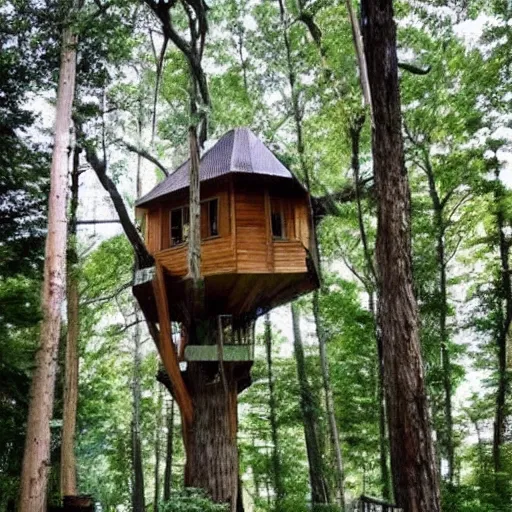 Image similar to the coolest looking treehouse