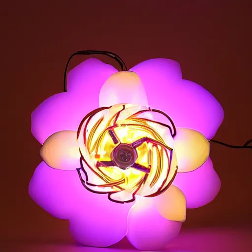 Image similar to mechanical, cybertronic, led orchid flower, glowing