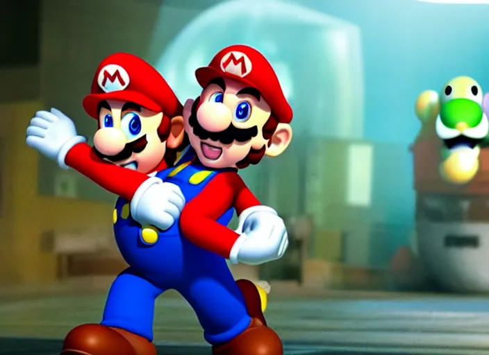 Image similar to film still of mario and yoshi in the new sci - fi movie, 8 k